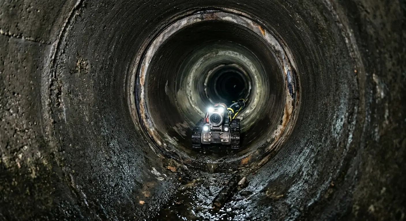 Robotic sewer camera inspecting pipe interior for Sewer Line Repair in Rockland